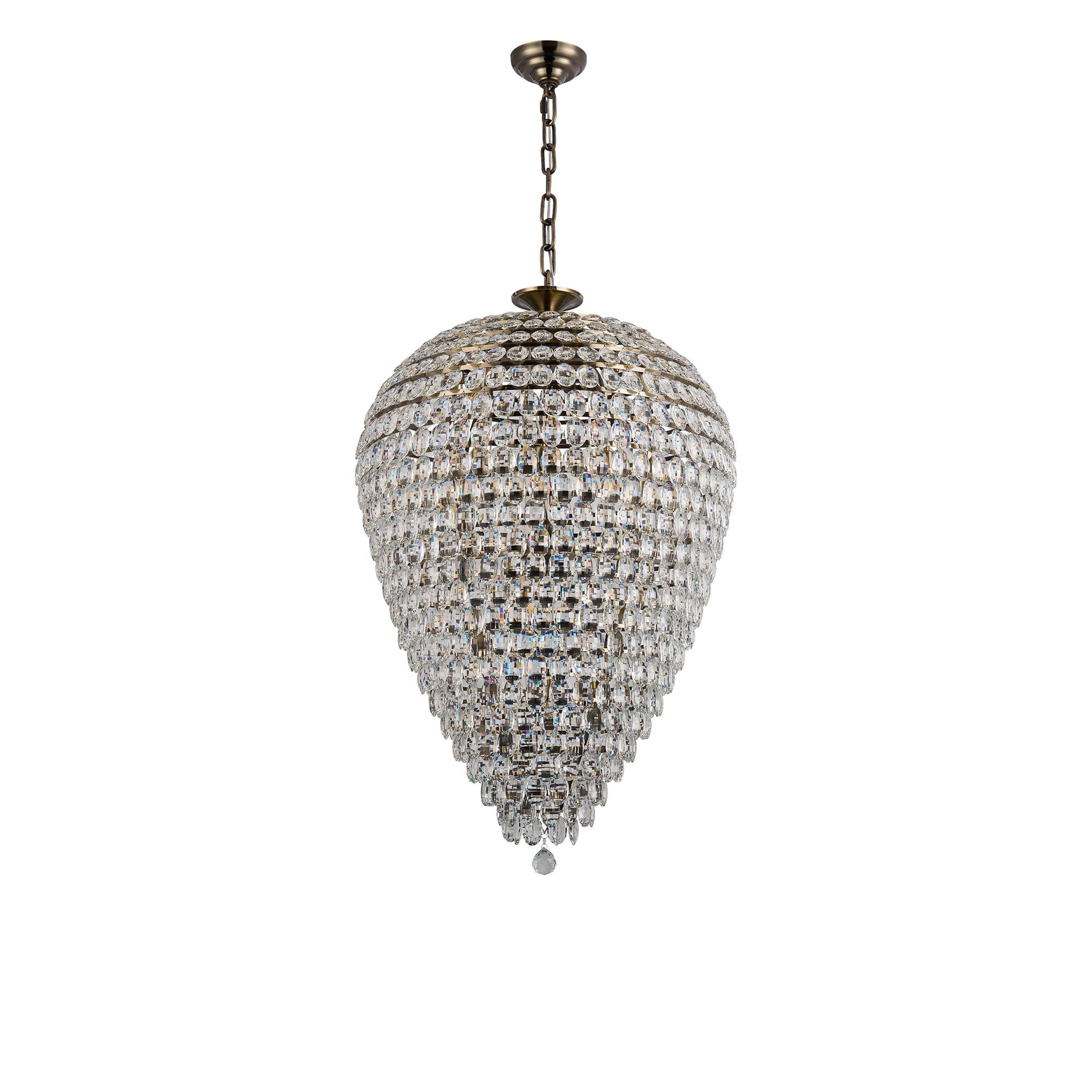 IL32888AB Coniston Acorn Pendant 25 Light E14 Antique Brass/Crystal