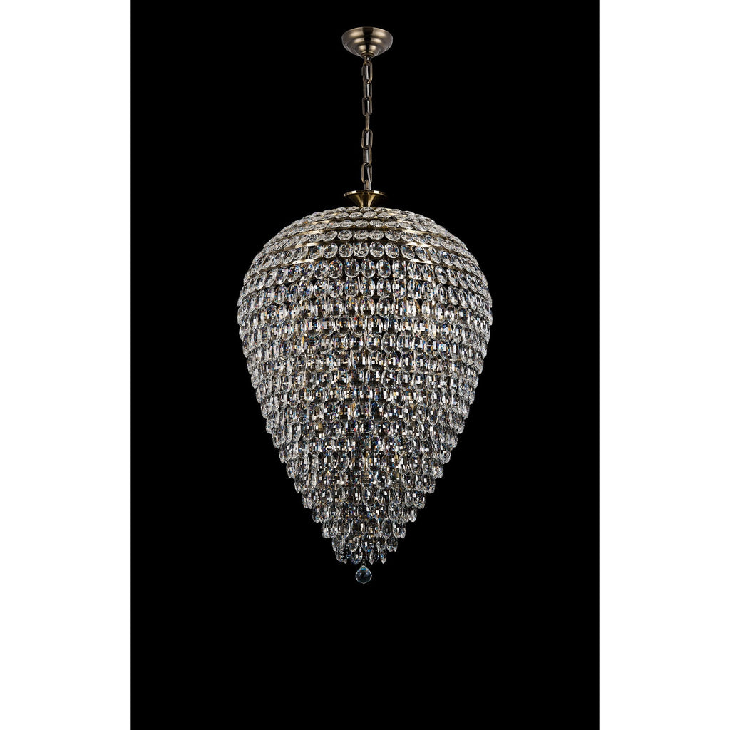 IL32888AB Coniston Acorn Pendant 25 Light E14 Antique Brass/Crystal