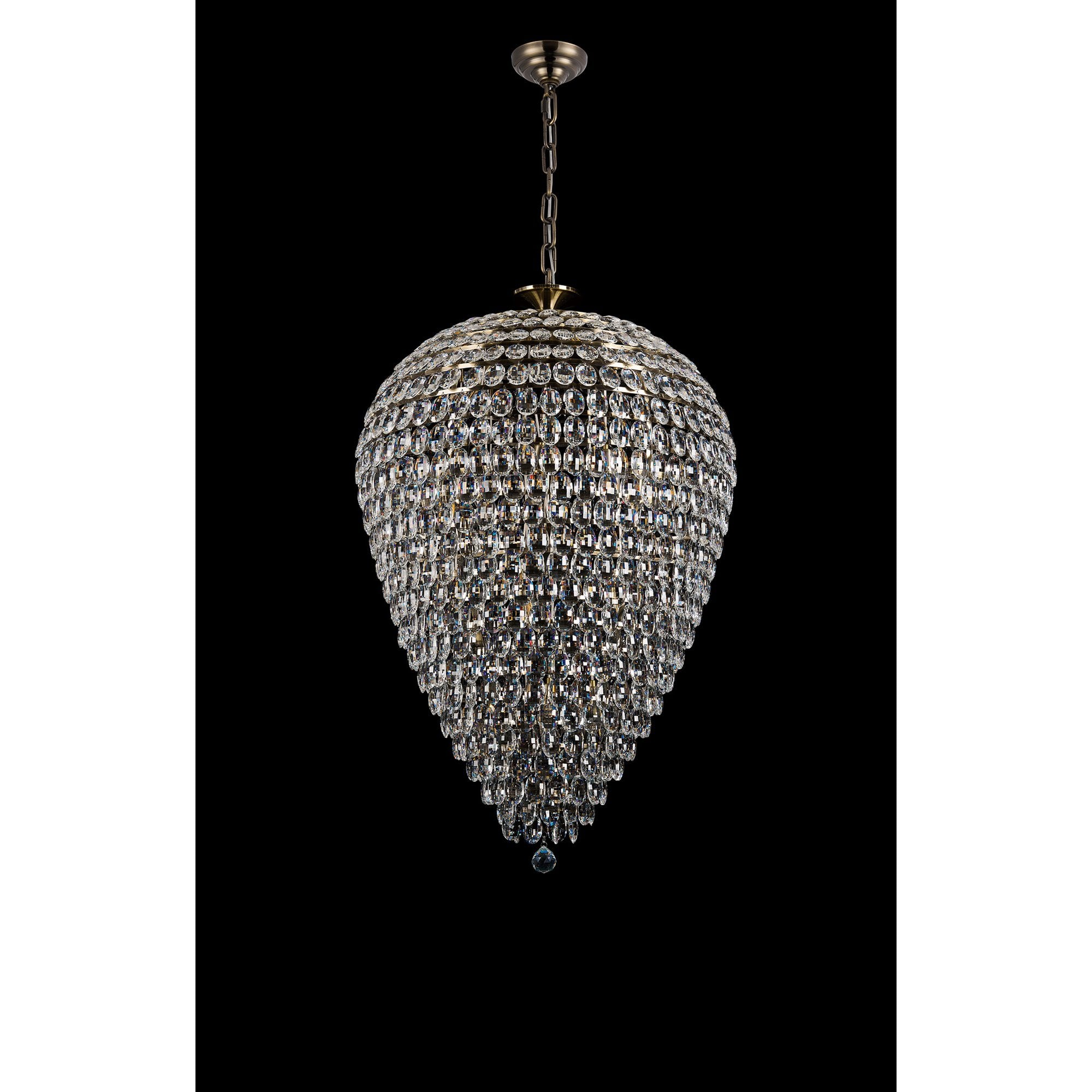 IL32888AB Coniston Acorn Pendant 25 Light E14 Antique Brass/Crystal
