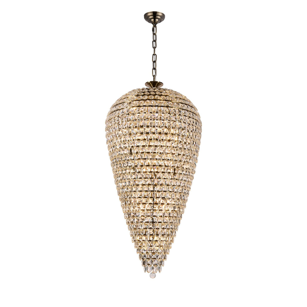 IL32889AB Coniston Tall Acorn Pendant 30 Light E14 Antique Brass/Crystal