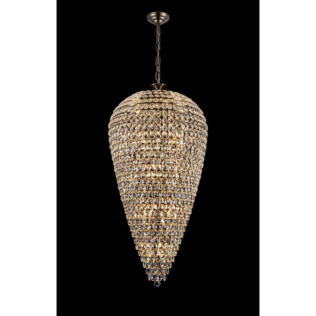 IL32889AB Coniston Tall Acorn Pendant 30 Light E14 Antique Brass/Crystal