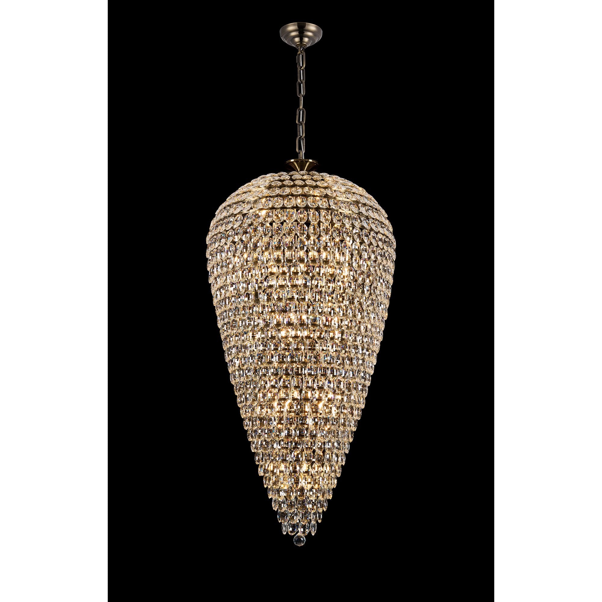 IL32889AB Coniston Tall Acorn Pendant 30 Light E14 Antique Brass/Crystal