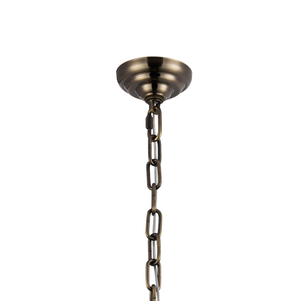IL32889AB Coniston Tall Acorn Pendant 30 Light E14 Antique Brass/Crystal