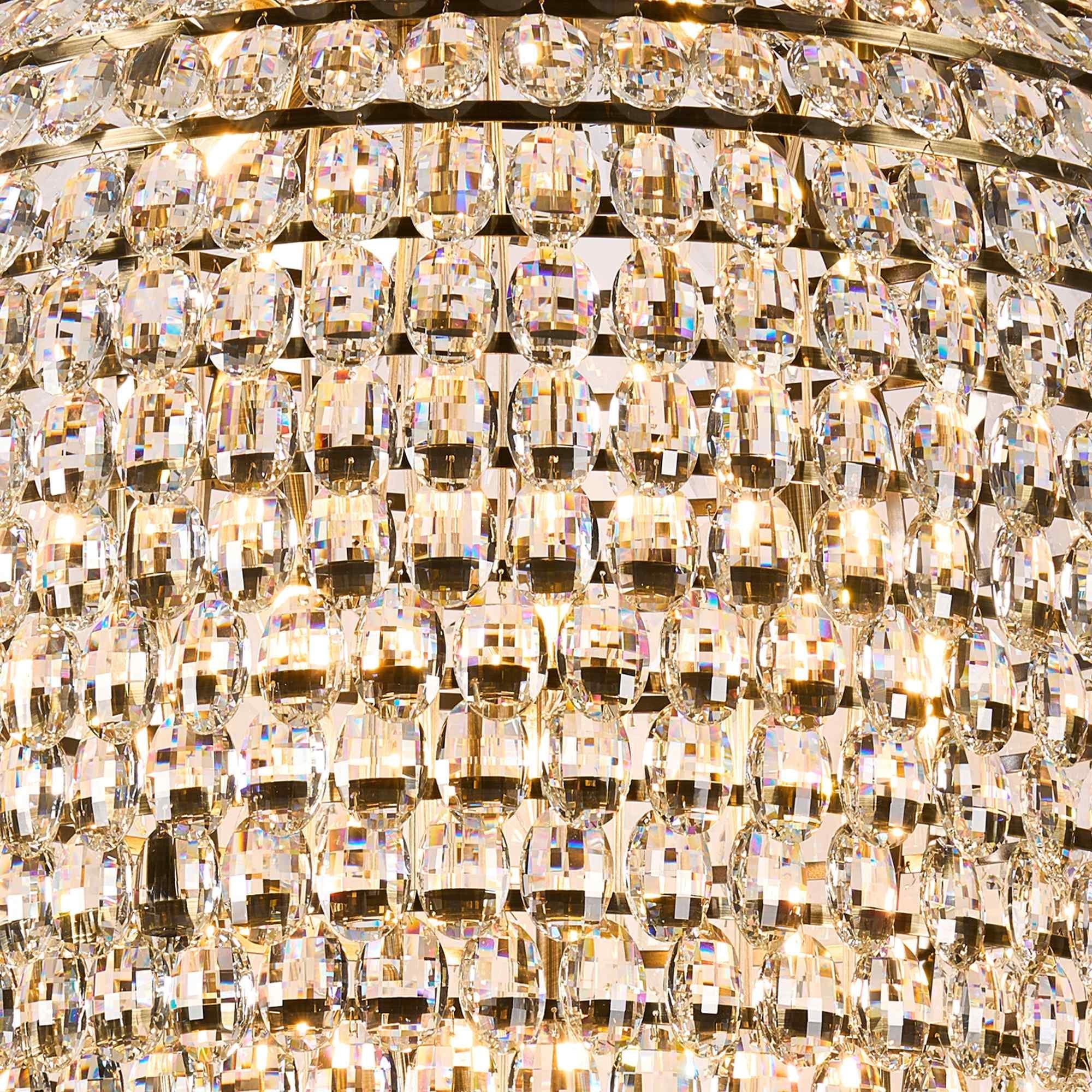 IL32889AB Coniston Tall Acorn Pendant 30 Light E14 Antique Brass/Crystal