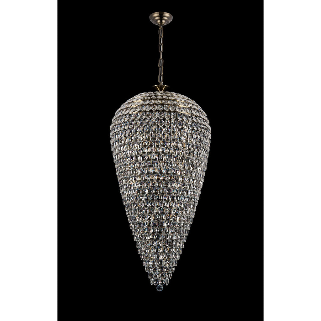 IL32889AB Coniston Tall Acorn Pendant 30 Light E14 Antique Brass/Crystal