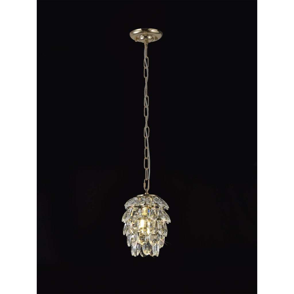 IL32839 Coniston Pendant 5 Layer 1 Light E27 French Gold/Crystal