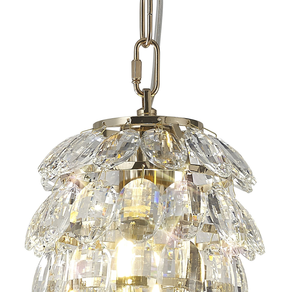 IL32839 Coniston Pendant 5 Layer 1 Light E27 French Gold/Crystal