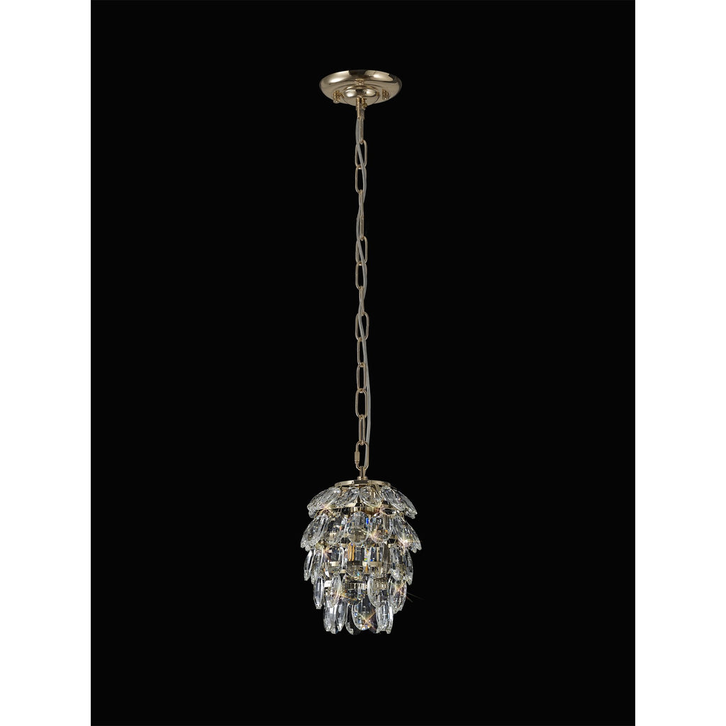 IL32839 Coniston Pendant 5 Layer 1 Light E27 French Gold/Crystal