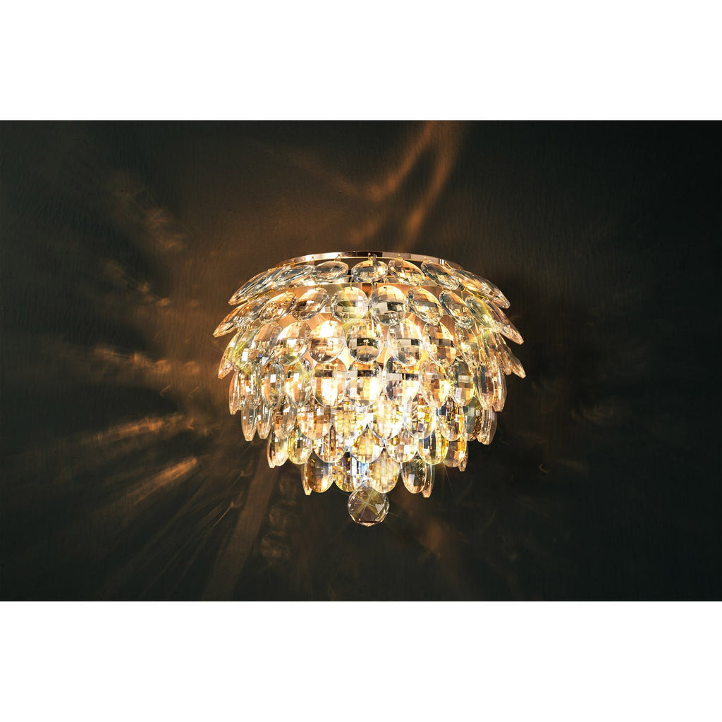 IL32829 Coniston Wall Lamp 2 Light E14 French Gold/Crystal