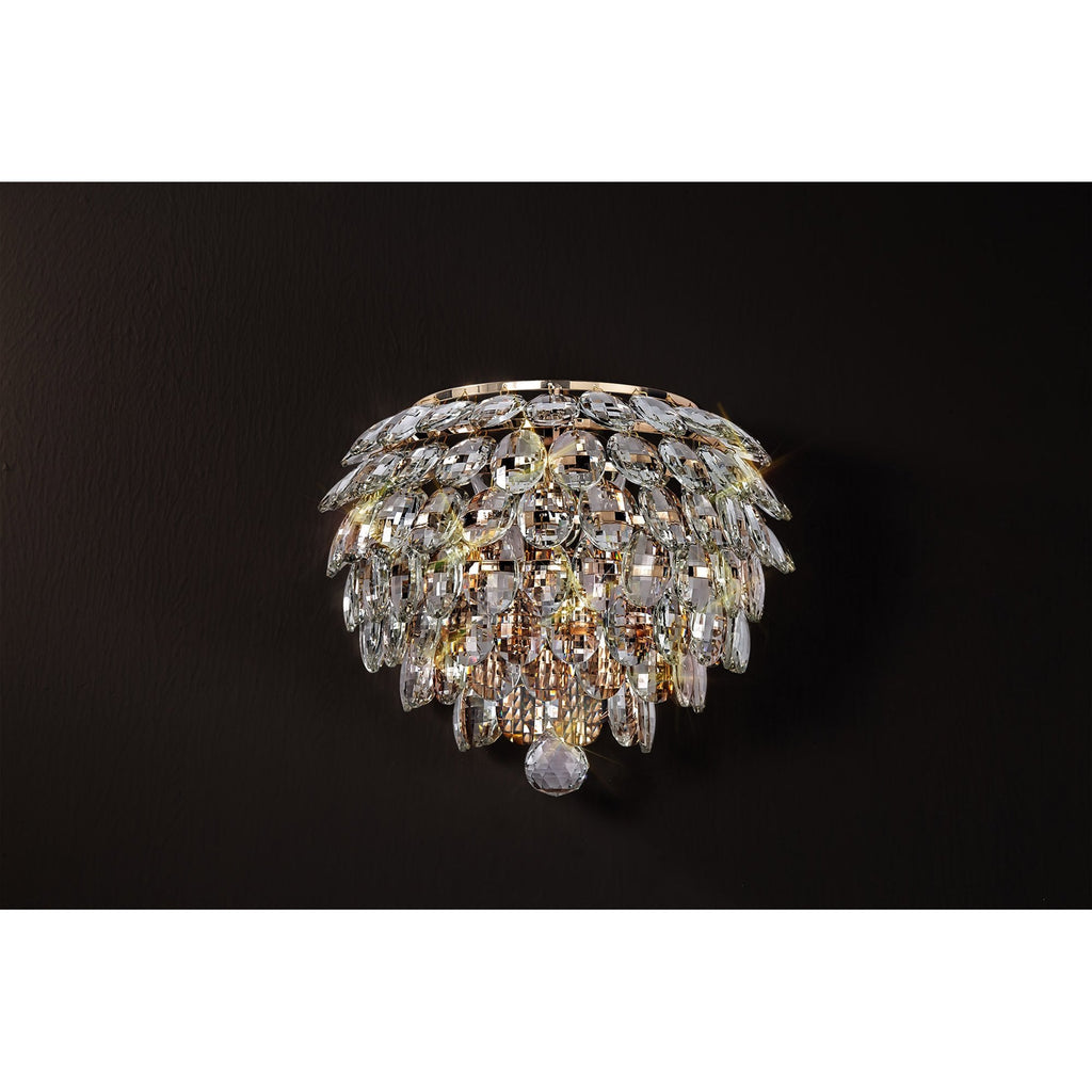 IL32829 Coniston Wall Lamp 2 Light E14 French Gold/Crystal