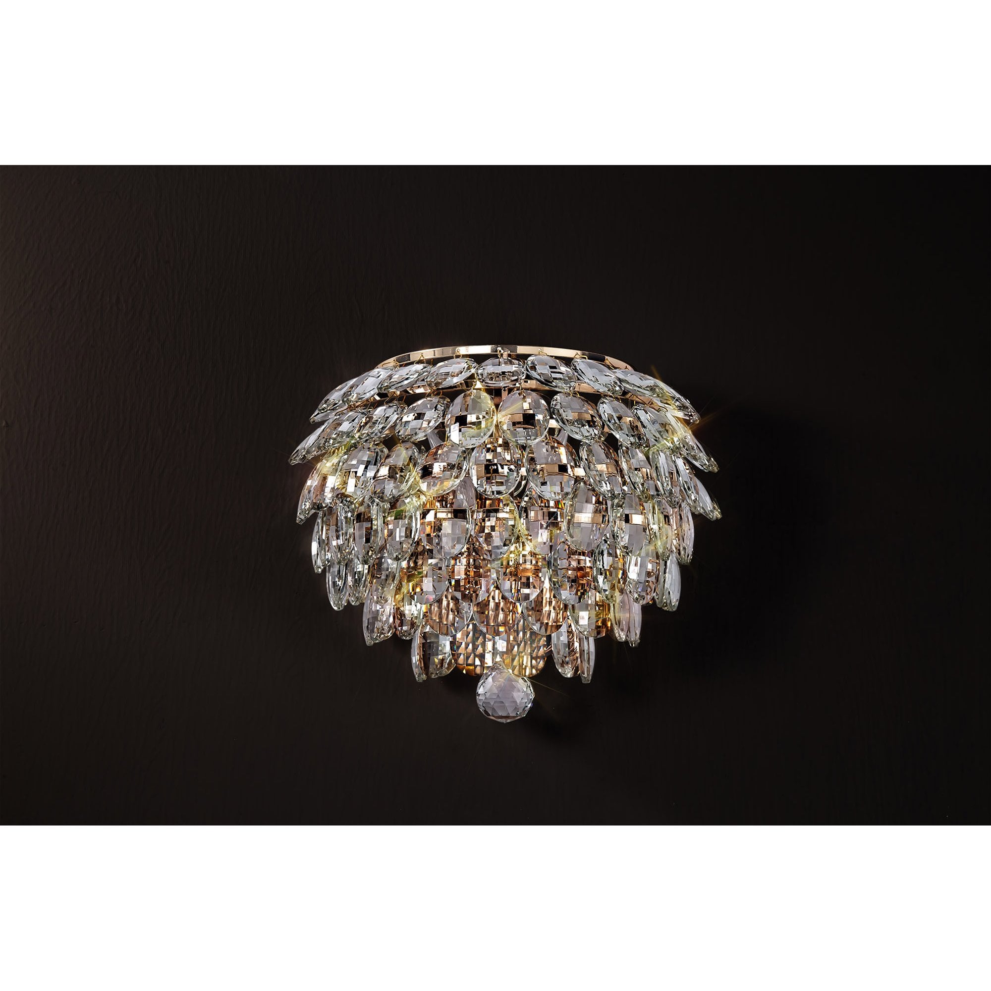 IL32829 Coniston Wall Lamp 2 Light E14 French Gold/Crystal