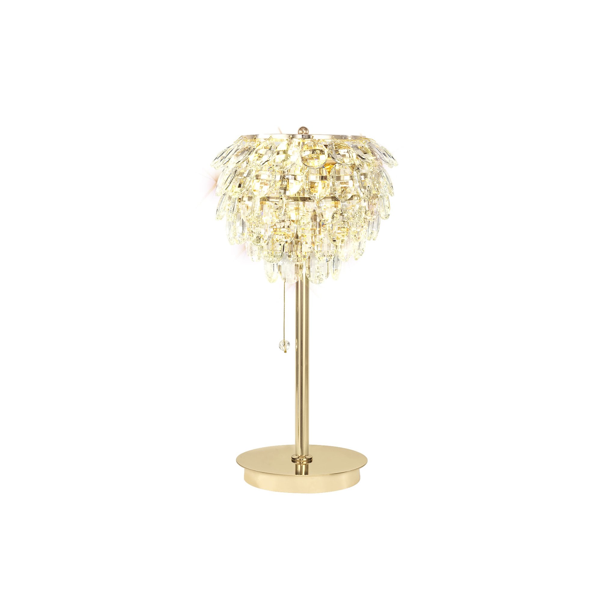 IL32836 Coniston Table Lamp 2 Light E14 French Gold/Crystal