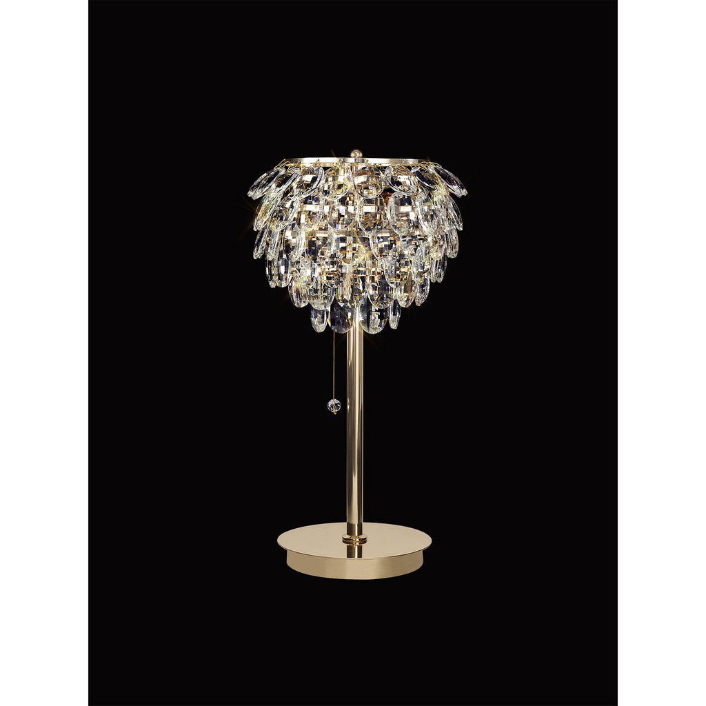 IL32836 Coniston Table Lamp 2 Light E14 French Gold/Crystal