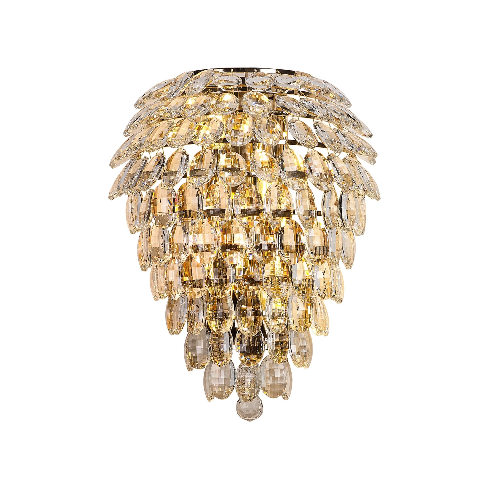 IL32911 Coniston Tall Wall Lamp 4 Light E14 French Gold/Crystal
