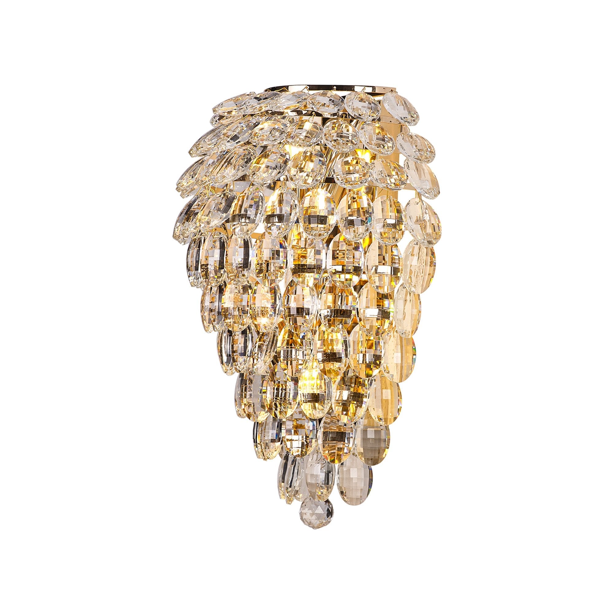 IL32911 Coniston Tall Wall Lamp 4 Light E14 French Gold/Crystal