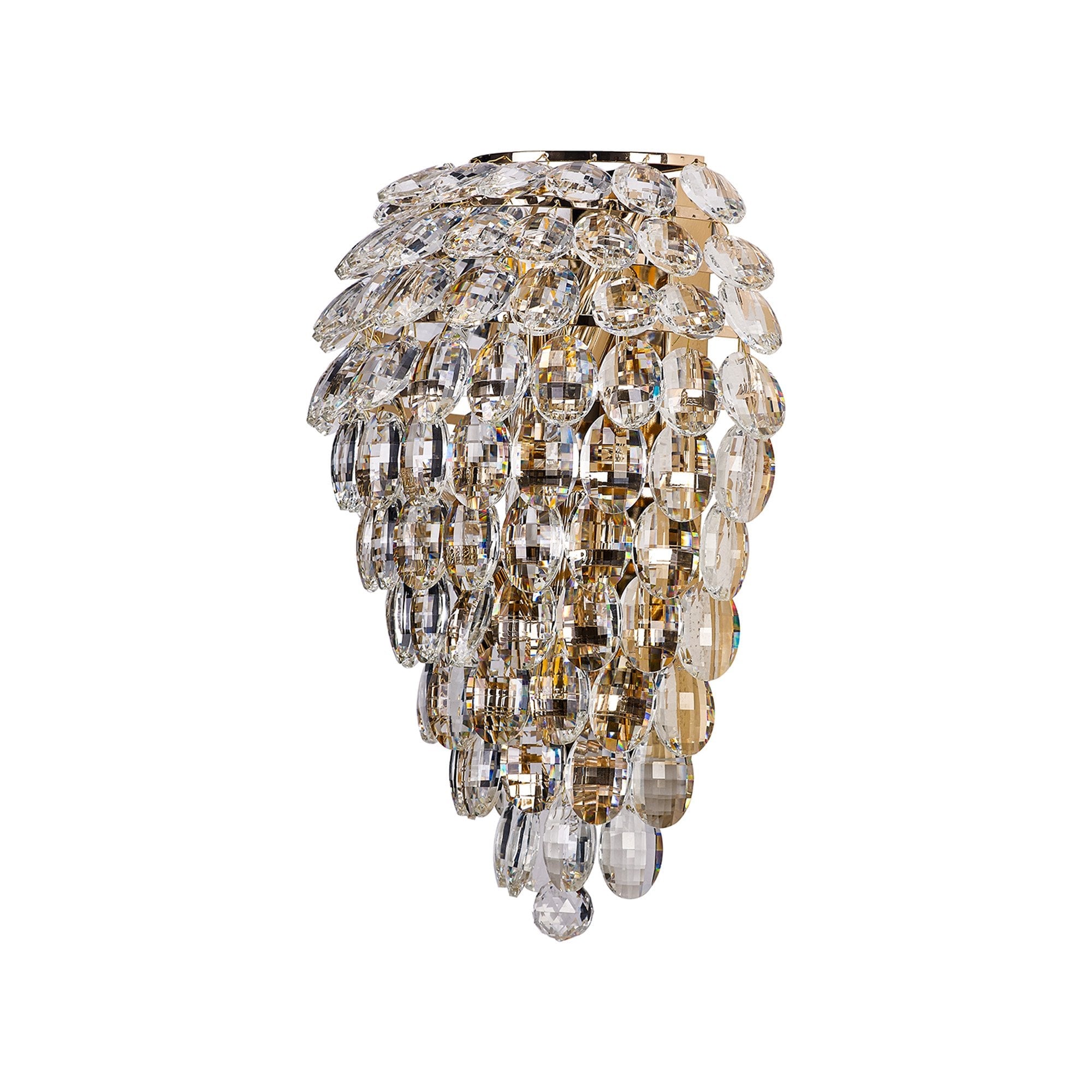 IL32911 Coniston Tall Wall Lamp 4 Light E14 French Gold/Crystal