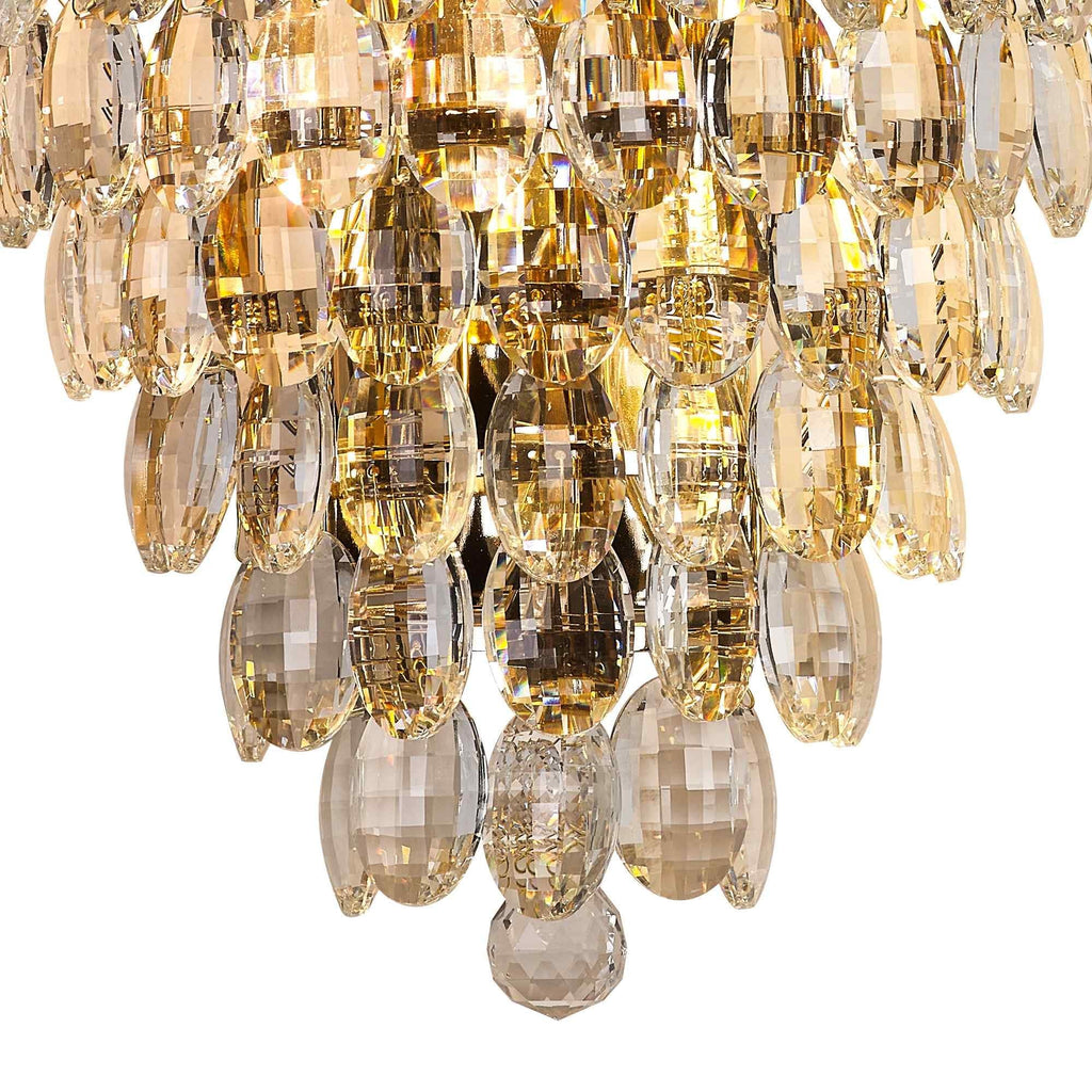 IL32911 Coniston Tall Wall Lamp 4 Light E14 French Gold/Crystal