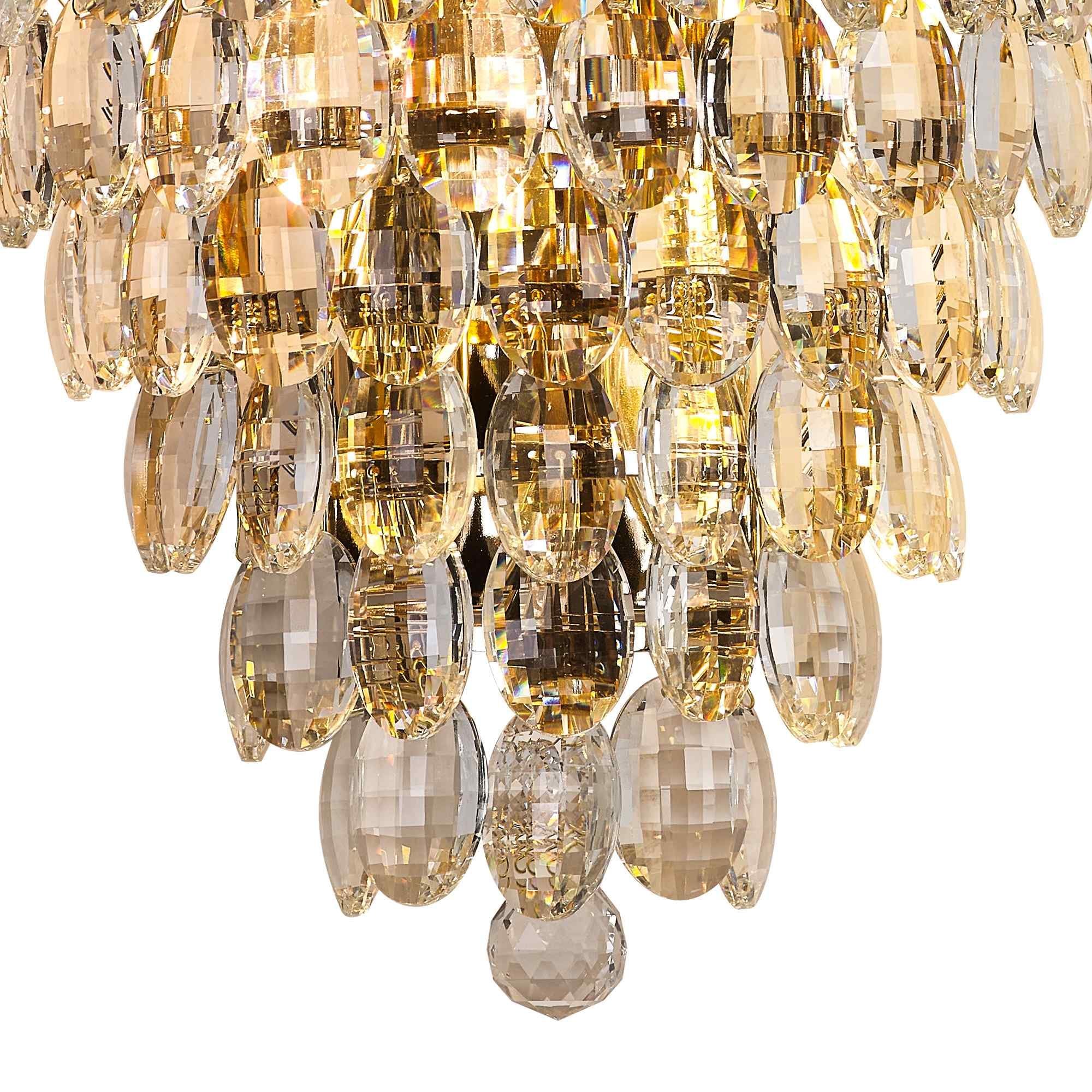 IL32911 Coniston Tall Wall Lamp 4 Light E14 French Gold/Crystal