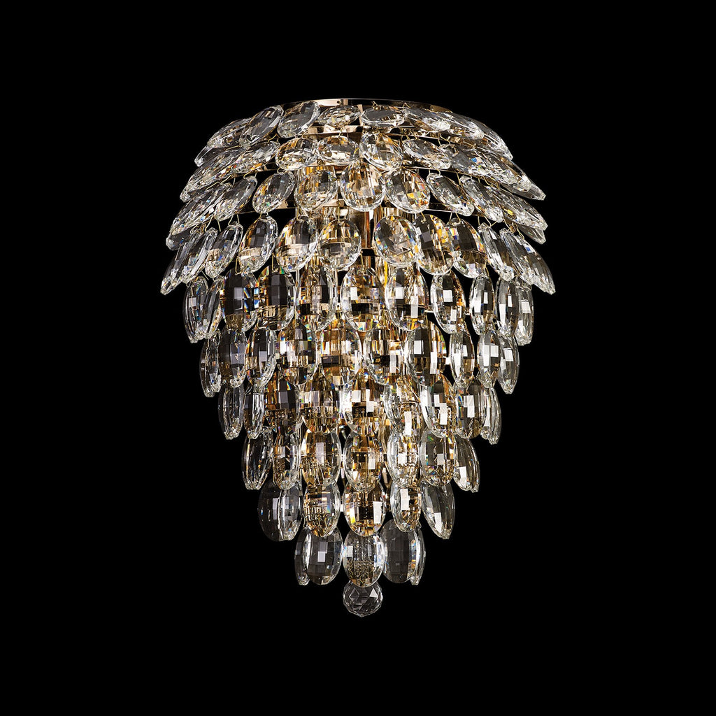 IL32911 Coniston Tall Wall Lamp 4 Light E14 French Gold/Crystal