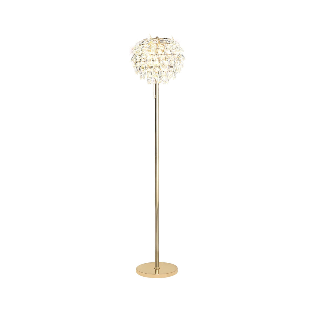 IL32837 Coniston Floor Lamp 3 Light E14 French Gold/Crystal