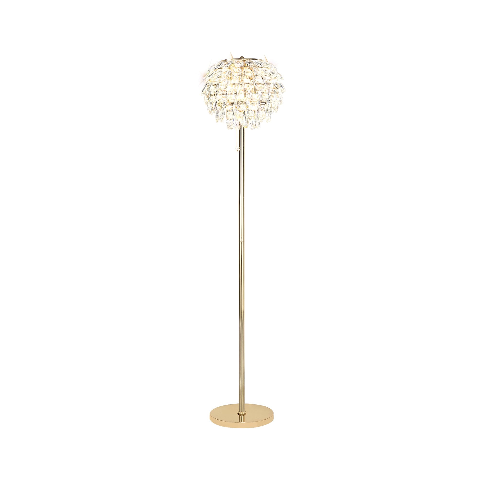 Coniston Floor  Lamp 3 Light E14 French Gold/Crystal