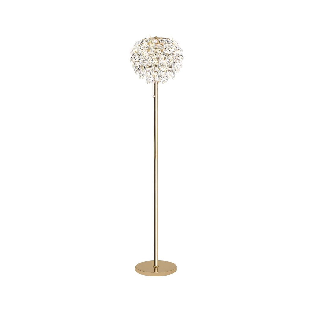 IL32837 Coniston Floor Lamp 3 Light E14 French Gold/Crystal