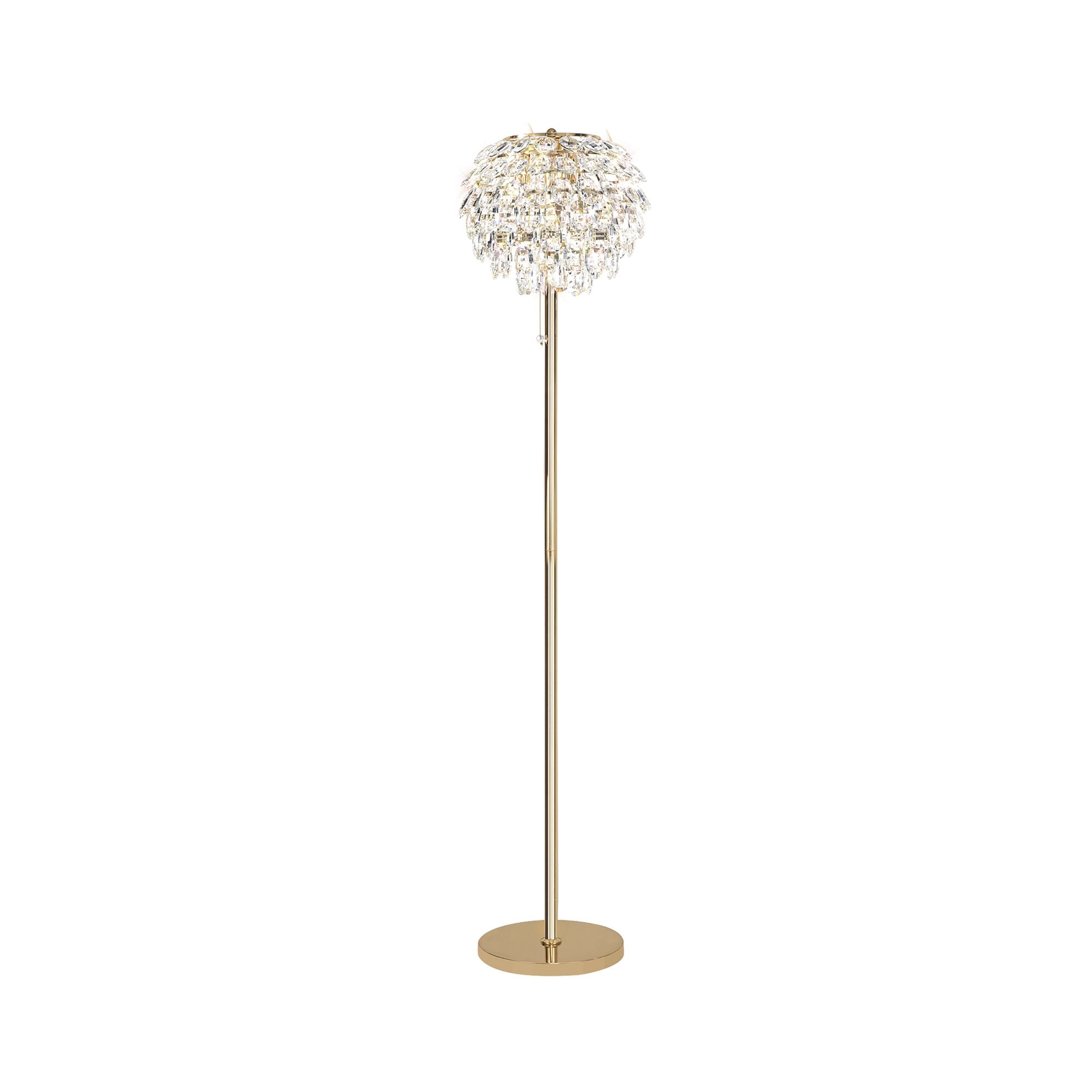 Coniston Floor  Lamp 3 Light E14 French Gold/Crystal
