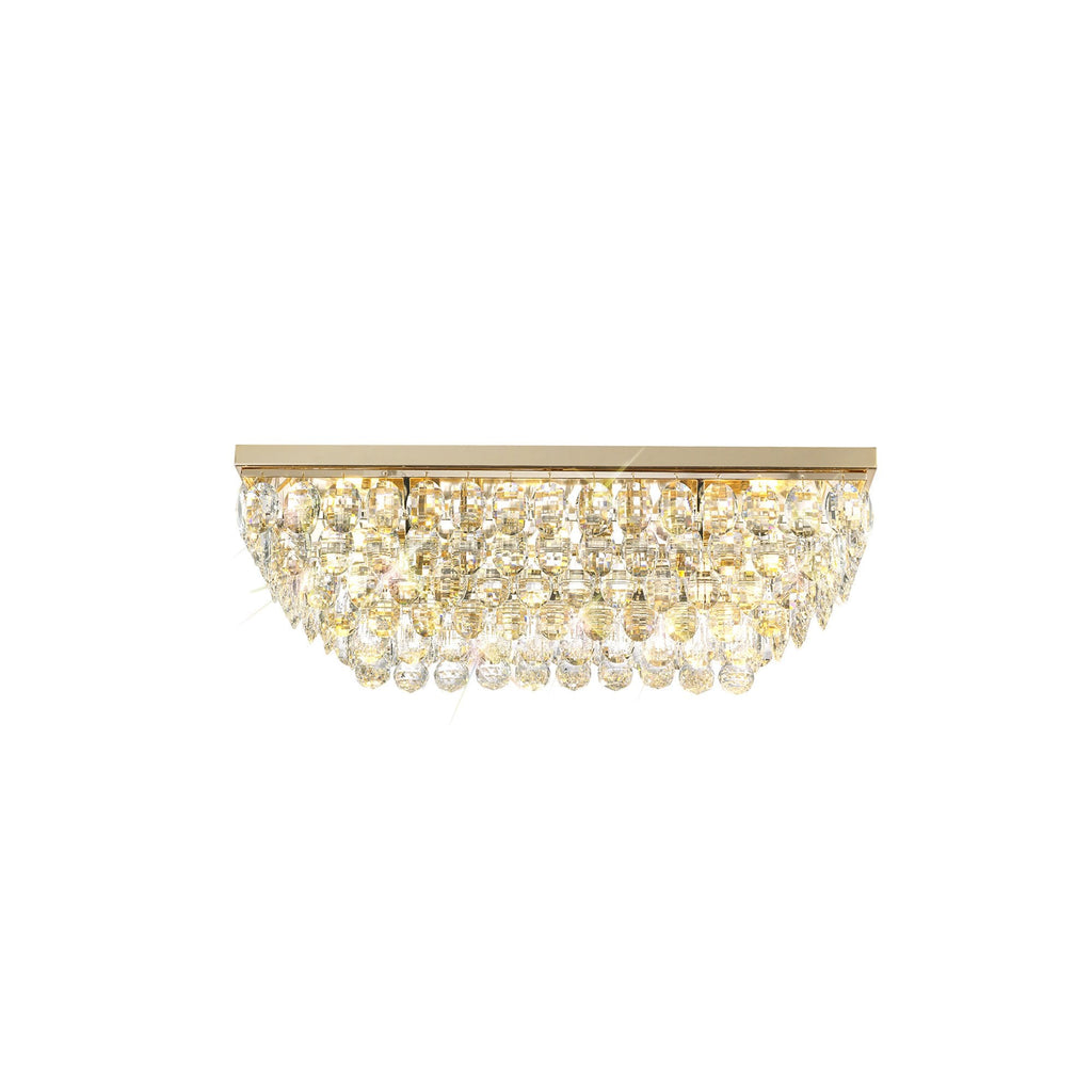 IL32826 Coniston Linear Flush Ceiling 5 Light E14 French Gold/Crystal