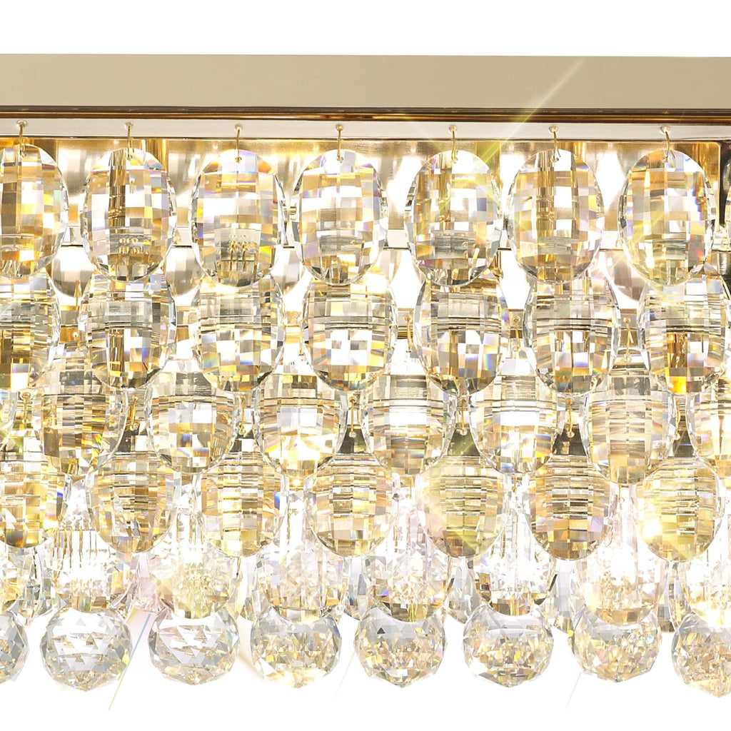 IL32826 Coniston Linear Flush Ceiling 5 Light E14 French Gold/Crystal