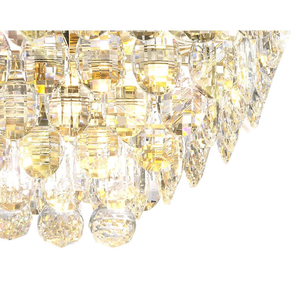 IL32826 Coniston Linear Flush Ceiling 5 Light E14 French Gold/Crystal