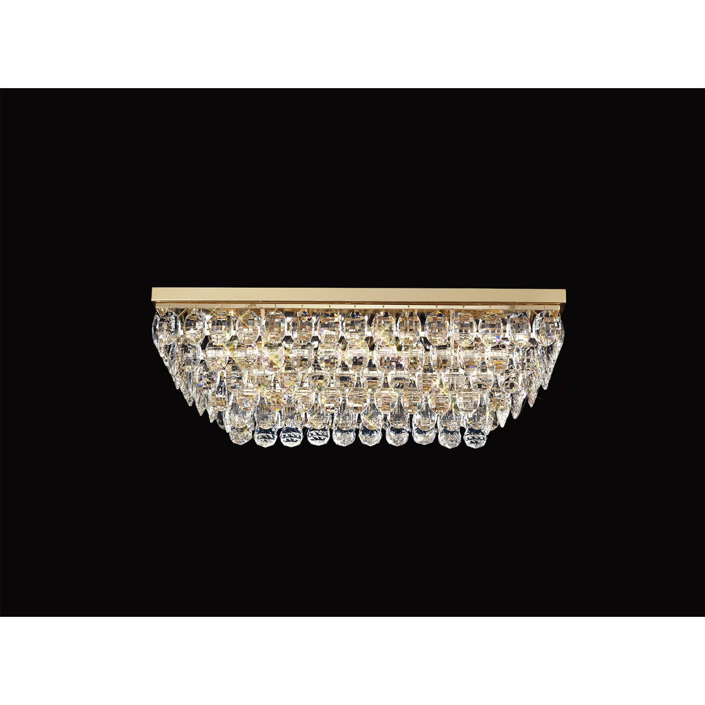 IL32826 Coniston Linear Flush Ceiling 5 Light E14 French Gold/Crystal