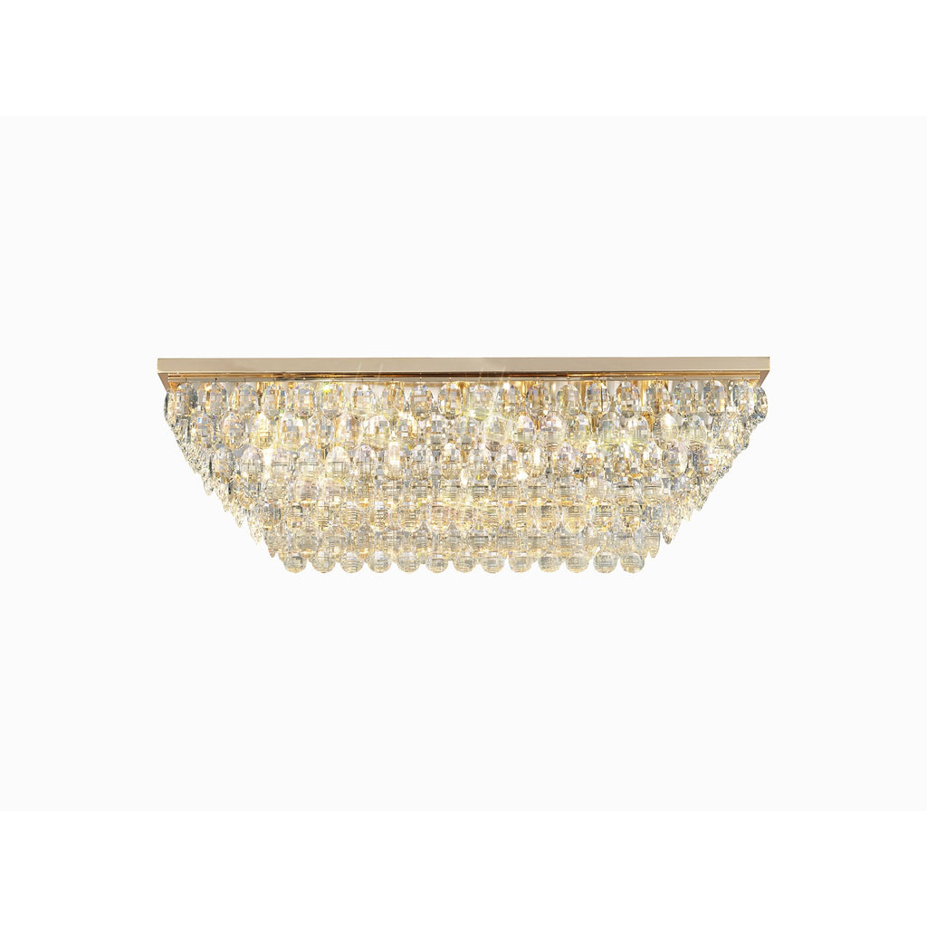 IL32827 Coniston Linear Flush Ceiling 11 Light E14 French Gold/Crystal