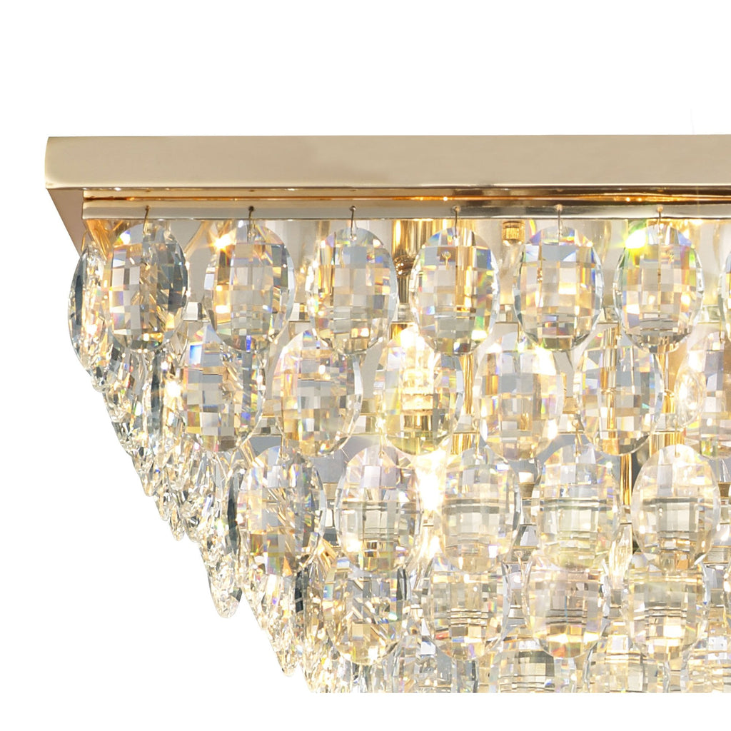IL32827 Coniston Linear Flush Ceiling 11 Light E14 French Gold/Crystal