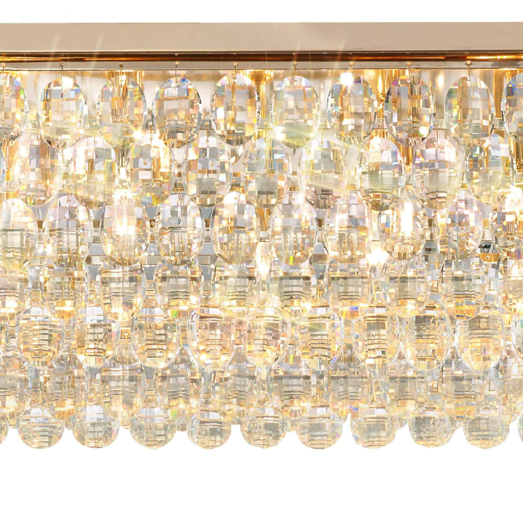 IL32827 Coniston Linear Flush Ceiling 11 Light E14 French Gold/Crystal
