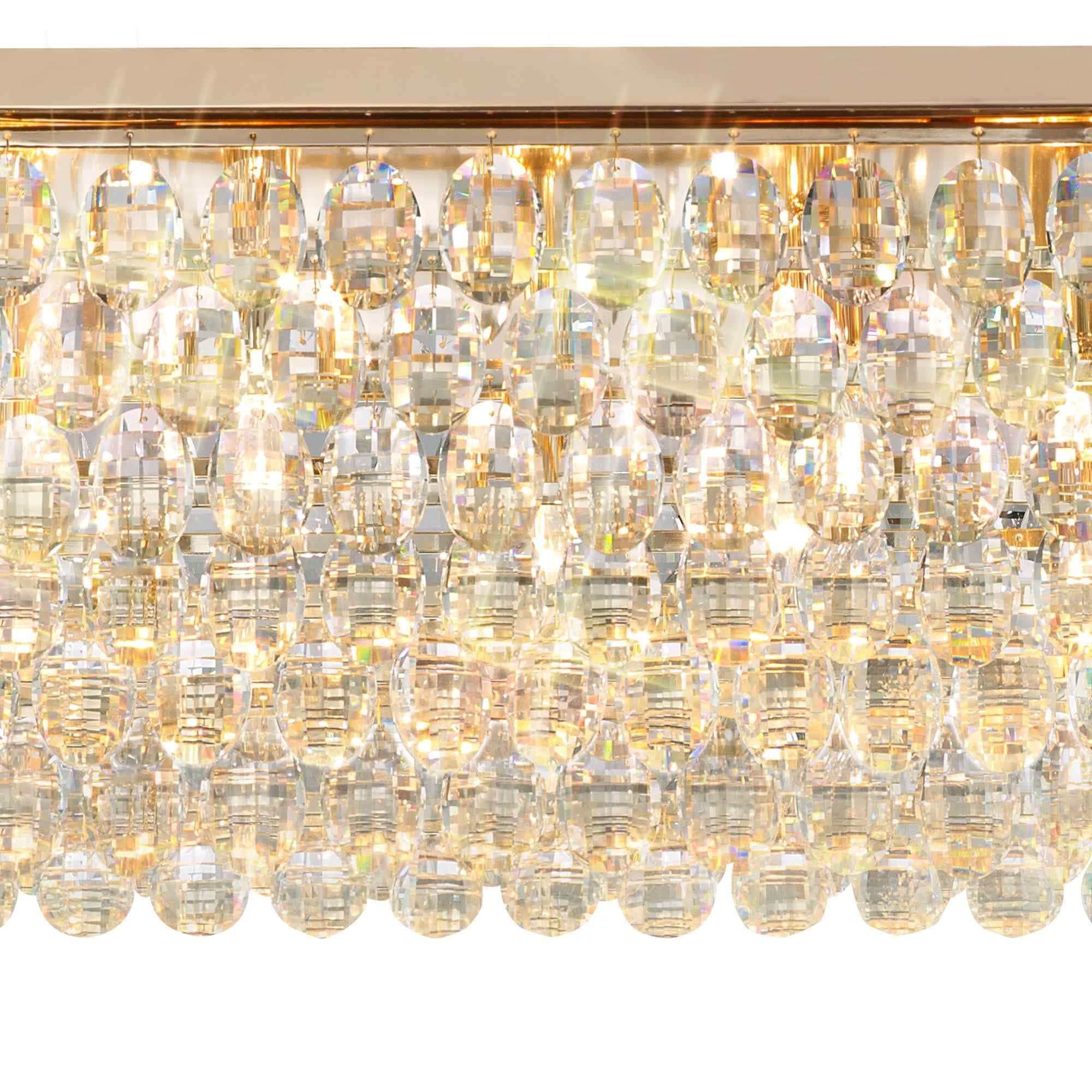 IL32827 Coniston Linear Flush Ceiling 11 Light E14 French Gold/Crystal