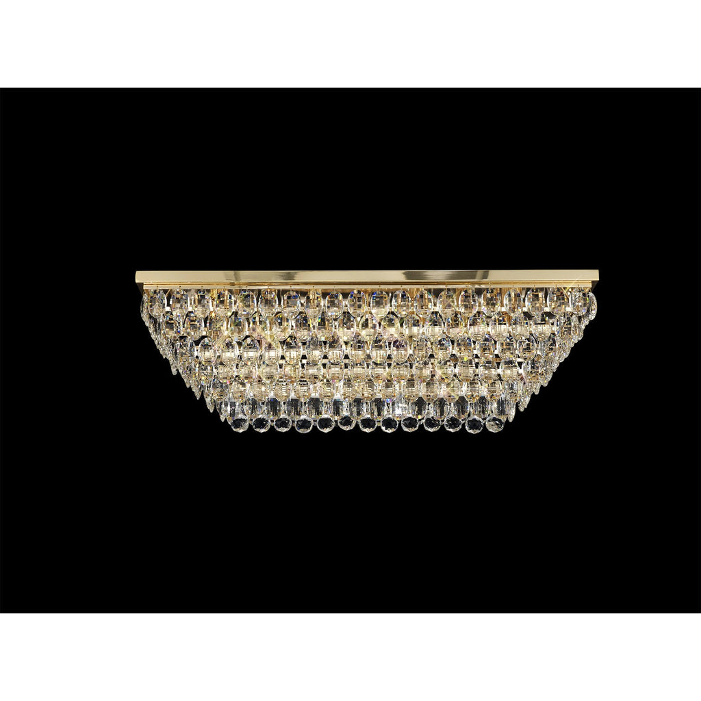 IL32827 Coniston Linear Flush Ceiling 11 Light E14 French Gold/Crystal