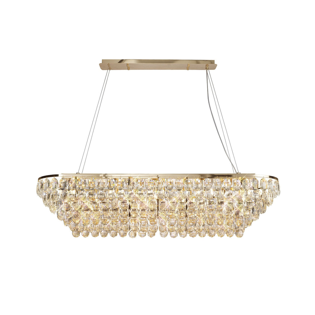 IL32823 Coniston Linear Pendant 14 Light E14 French Gold/Crystal