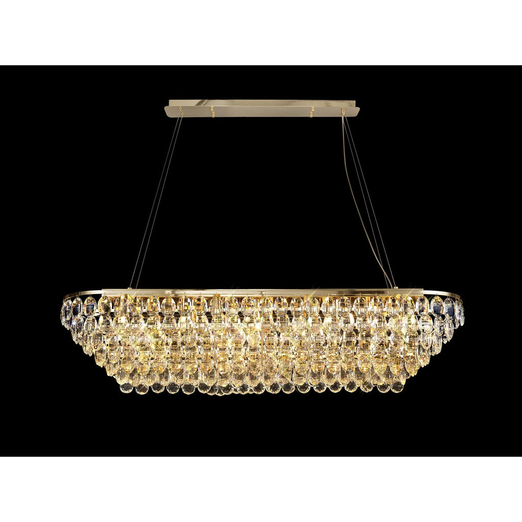 IL32823 Coniston Linear Pendant 14 Light E14 French Gold/Crystal