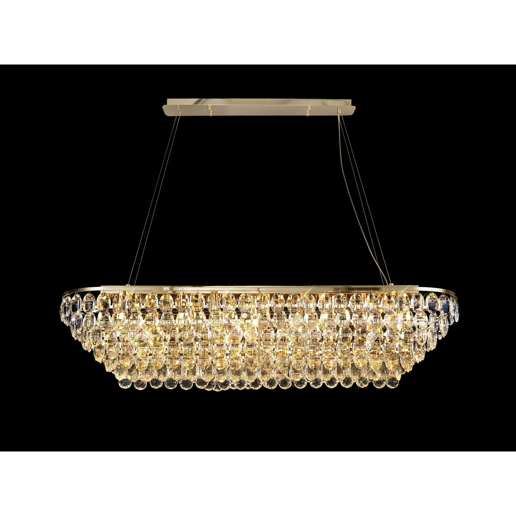 IL32823 Coniston Linear Pendant 14 Light E14 French Gold/Crystal