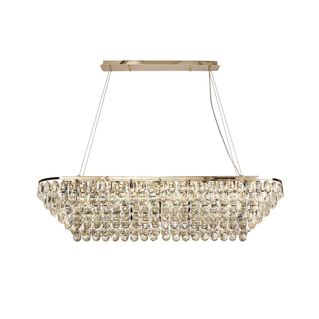 IL32823 Coniston Linear Pendant 14 Light E14 French Gold/Crystal