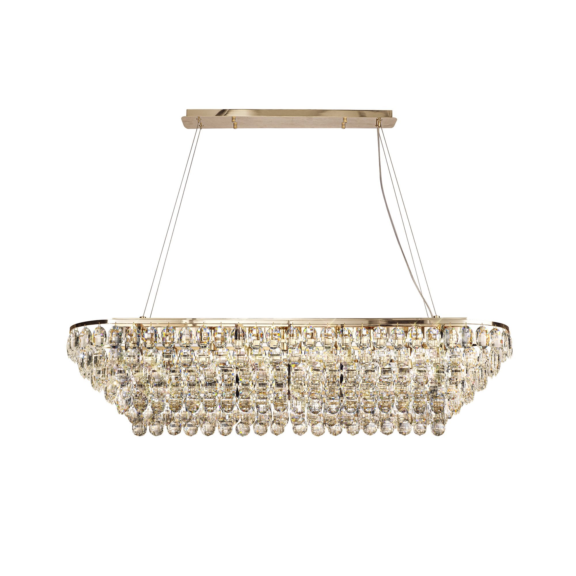 IL32823 Coniston Linear Pendant 14 Light E14 French Gold/Crystal