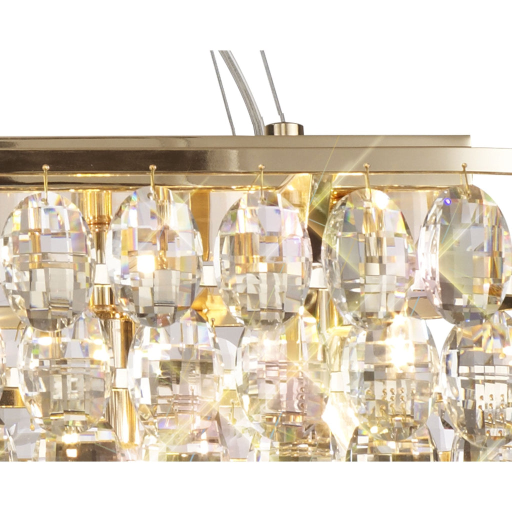 IL32823 Coniston Linear Pendant 14 Light E14 French Gold/Crystal