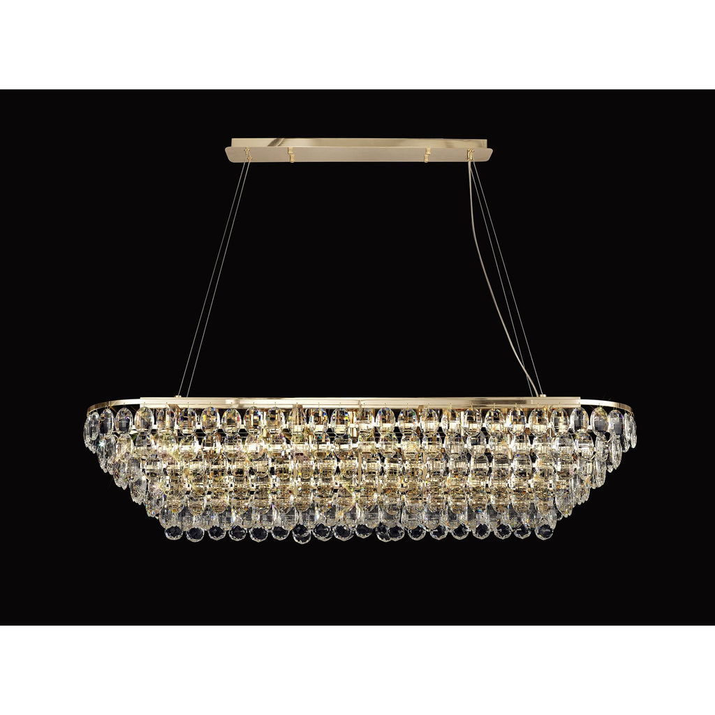 IL32823 Coniston Linear Pendant 14 Light E14 French Gold/Crystal
