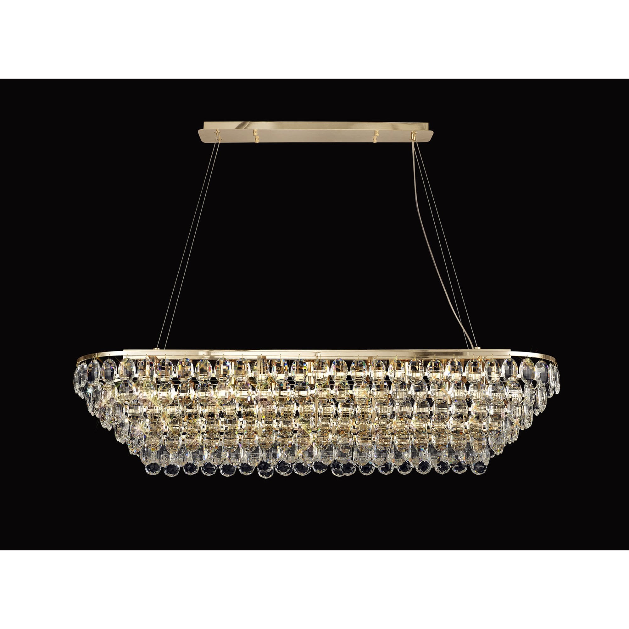IL32823 Coniston Linear Pendant 14 Light E14 French Gold/Crystal