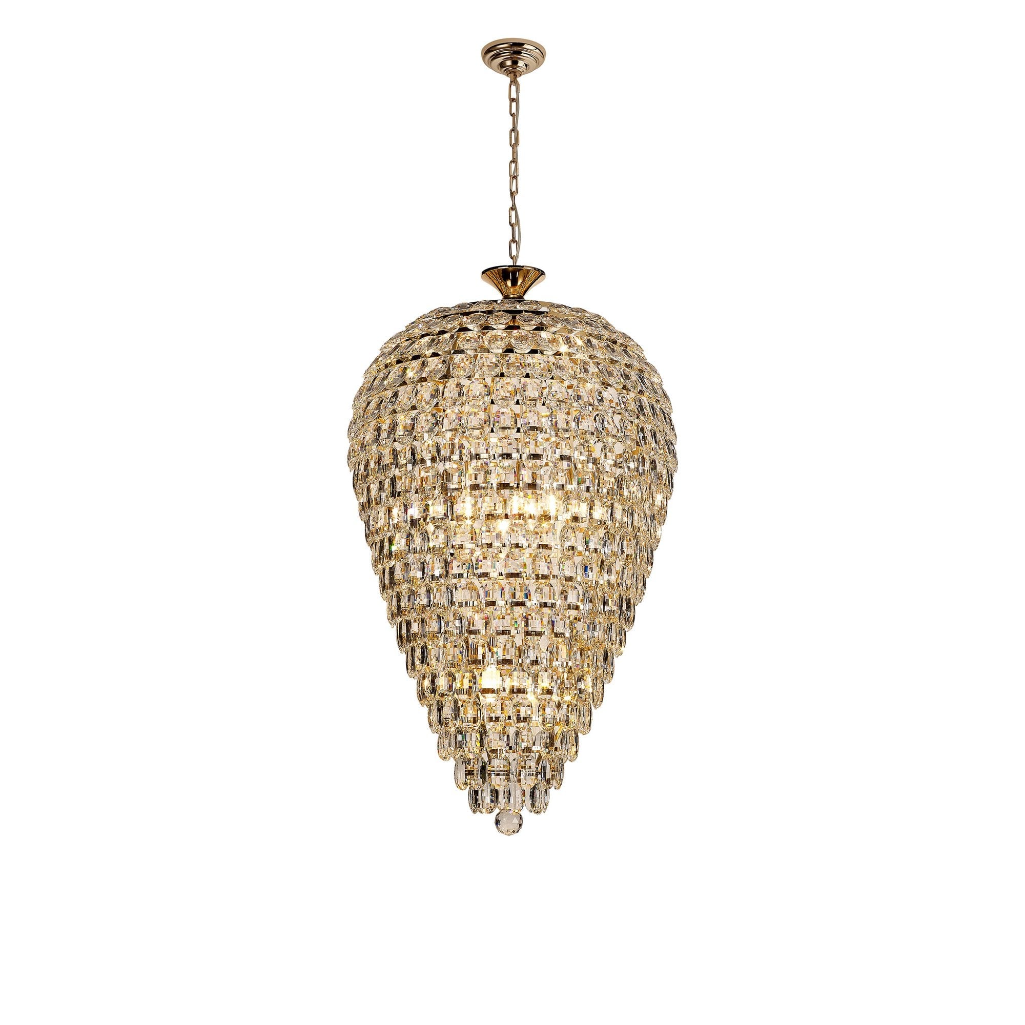 IL32886 Coniston Acorn Pendant 16 Light E14 French Gold/Crystal