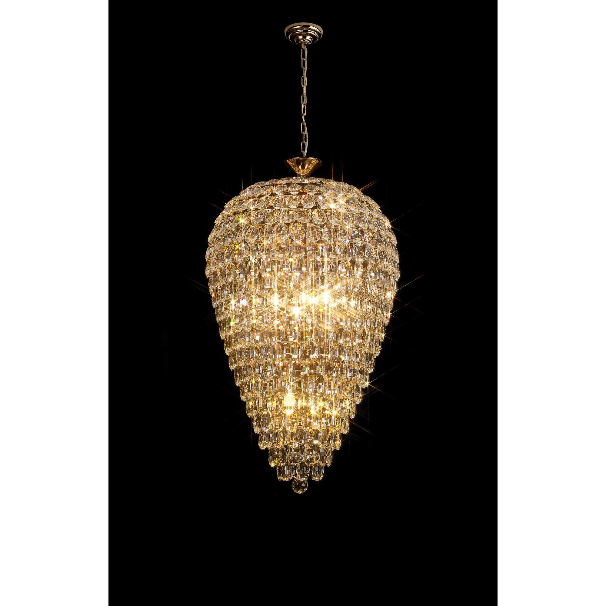 IL32886 Coniston Acorn Pendant 16 Light E14 French Gold/Crystal