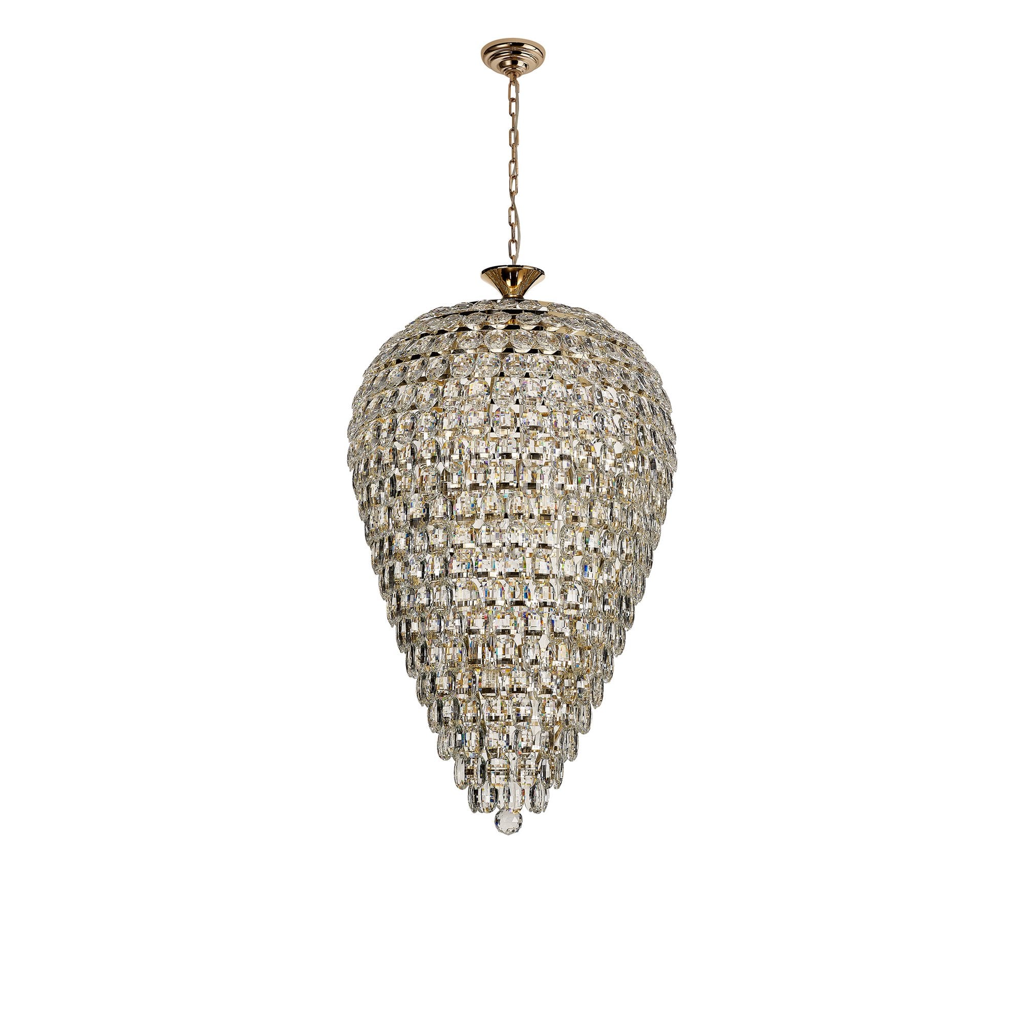 IL32886 Coniston Acorn Pendant 16 Light E14 French Gold/Crystal
