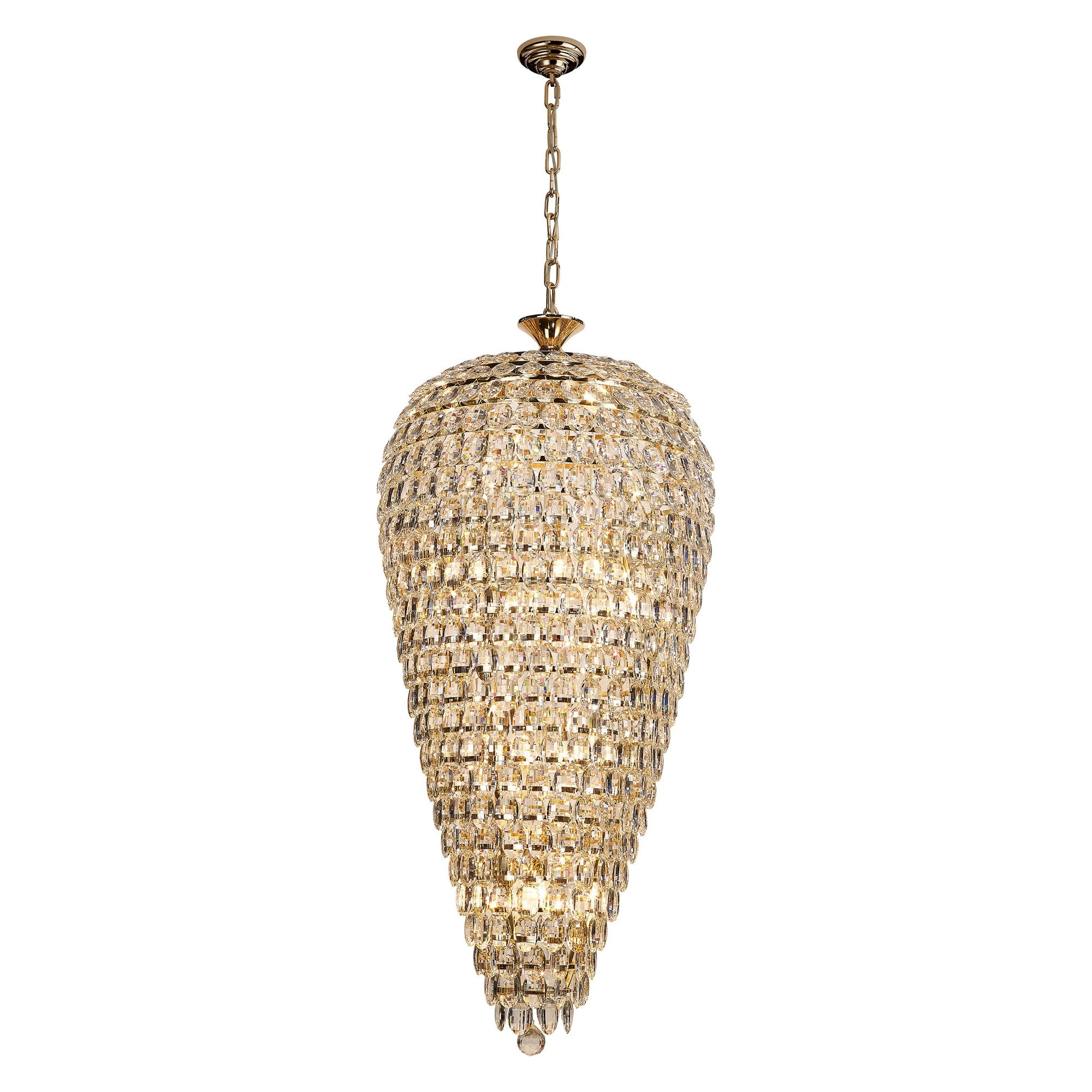 IL32887 Coniston Tall Acorn Pendant 20 Light E14 French Gold/Crystal