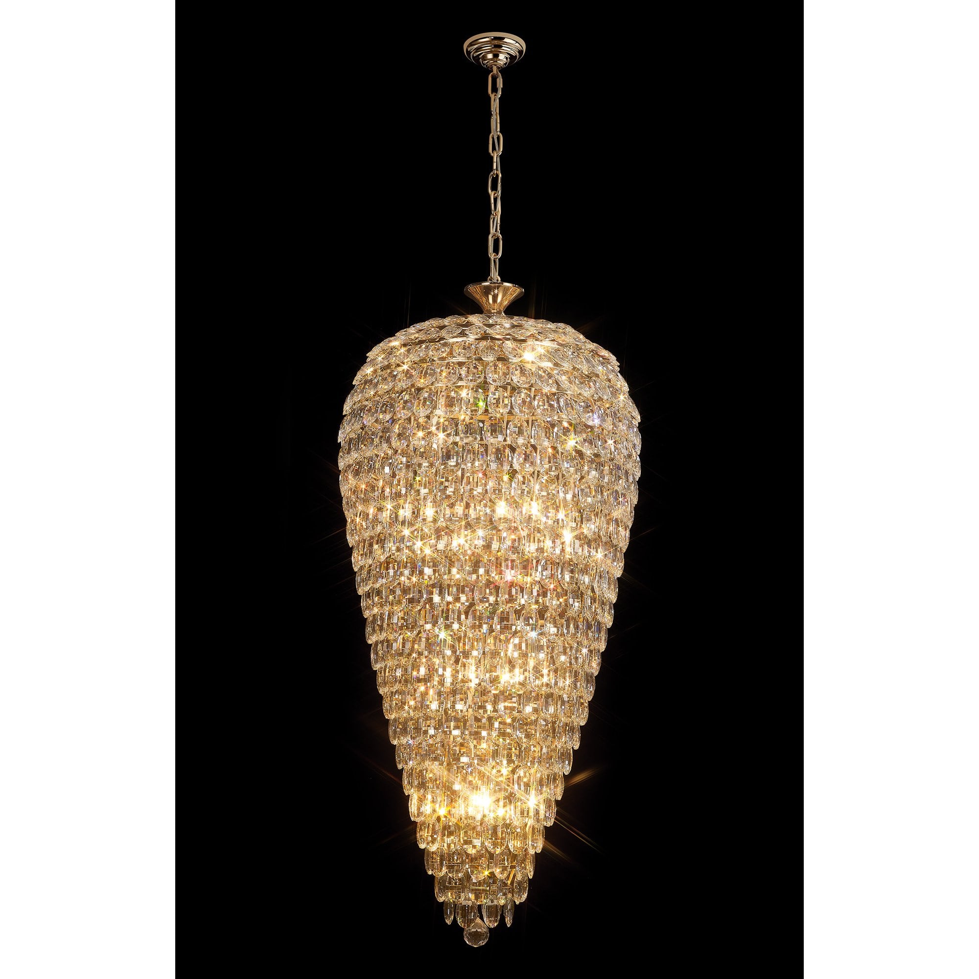 IL32887 Coniston Tall Acorn Pendant 20 Light E14 French Gold/Crystal