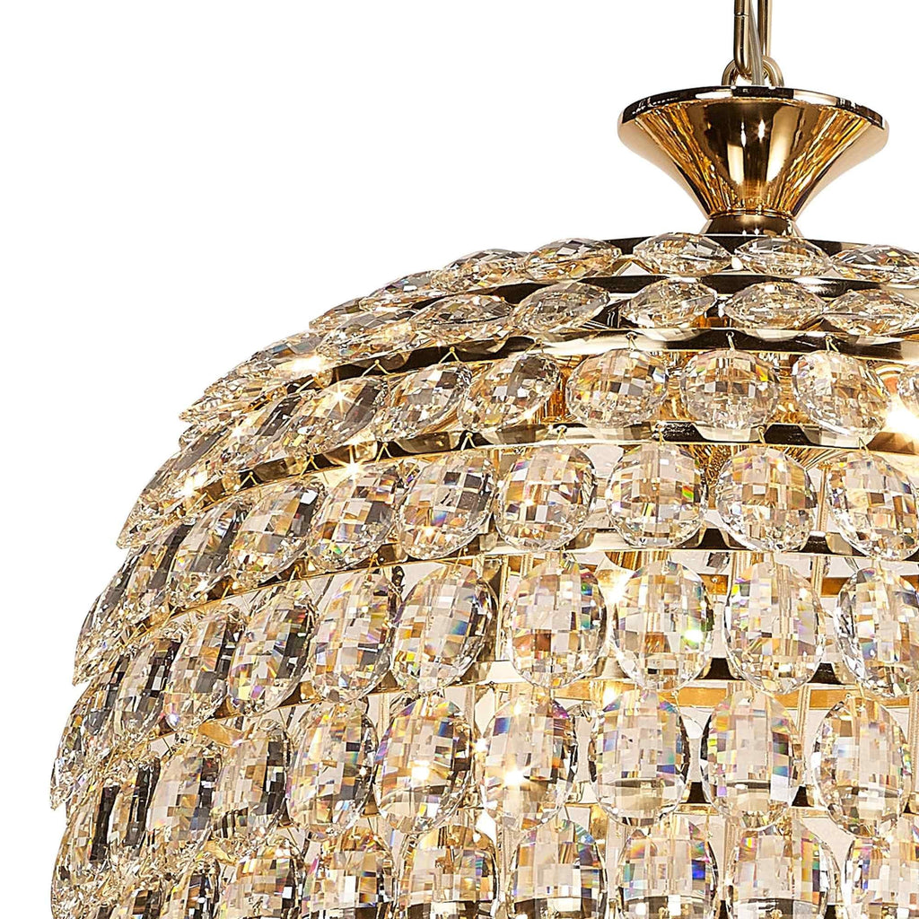 IL32887 Coniston Tall Acorn Pendant 20 Light E14 French Gold/Crystal